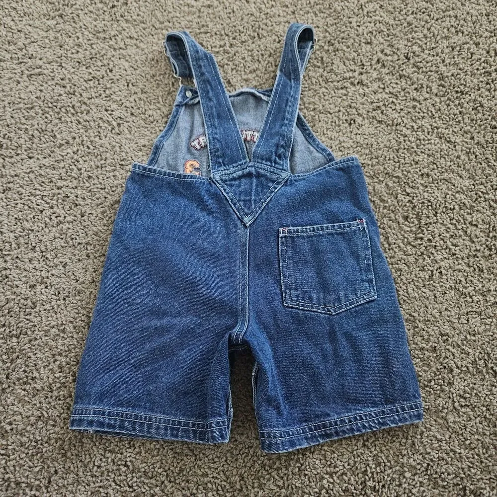 Winnie the Pooh Kids Denim Overalls 90s Vintage Size 4T Football Sports